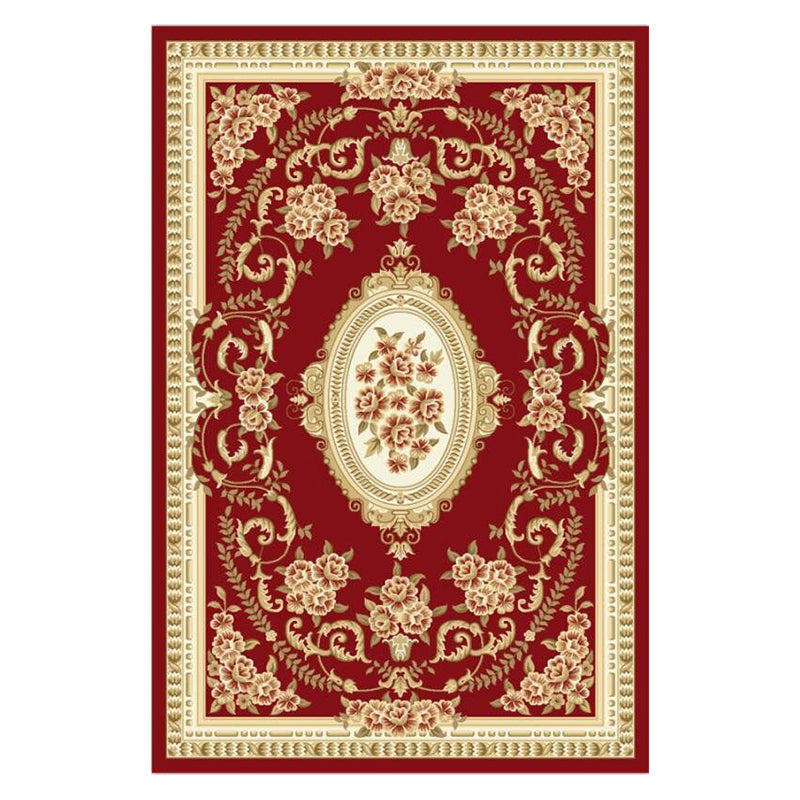 Victorian Floral Printed Carpet Polyester Area Rug Stain Resistant Indoor Rug for Living Room