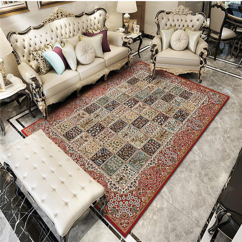 Traditional Multicolored Area Rug Floral Print Carpet Stain Resistant Area Carpet for Living Room