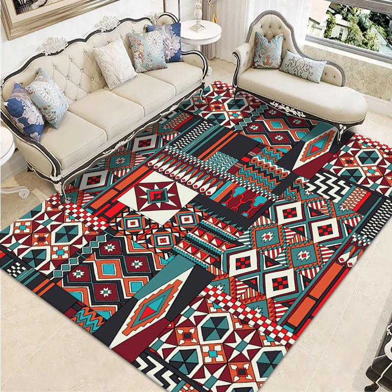 Rose Red Olden Carpet Polyester Graphic Carpet Stain Resistant Carpet for Home Decoration
