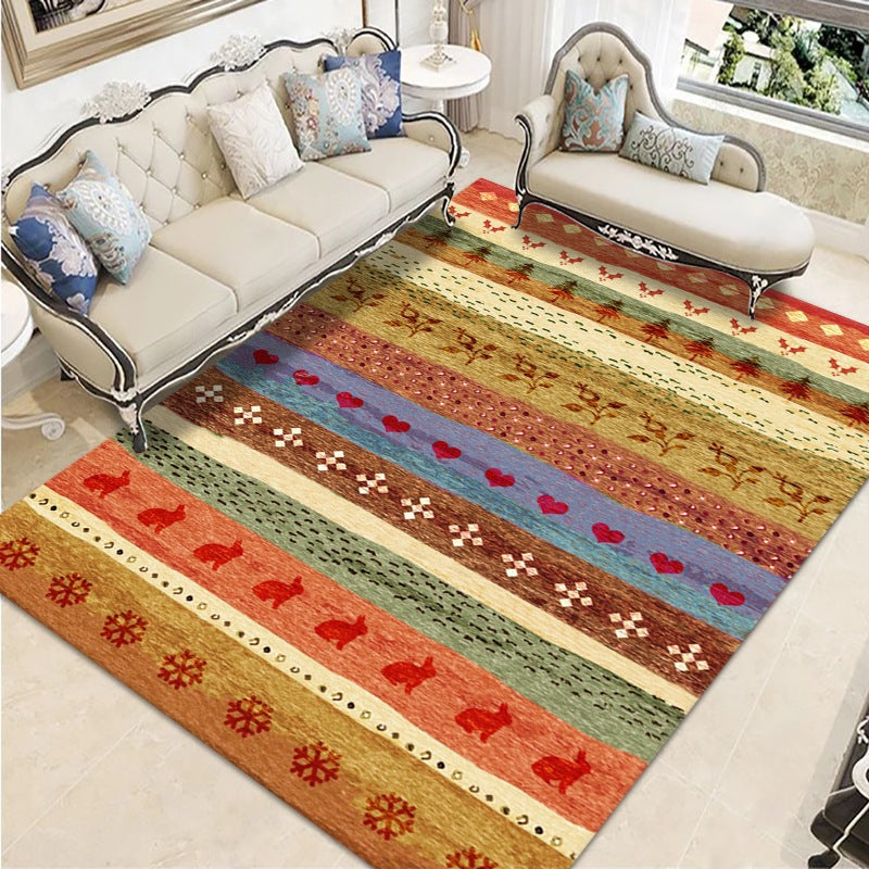 Rose Red Olden Carpet Polyester Graphic Carpet Stain Resistant Carpet for Home Decoration