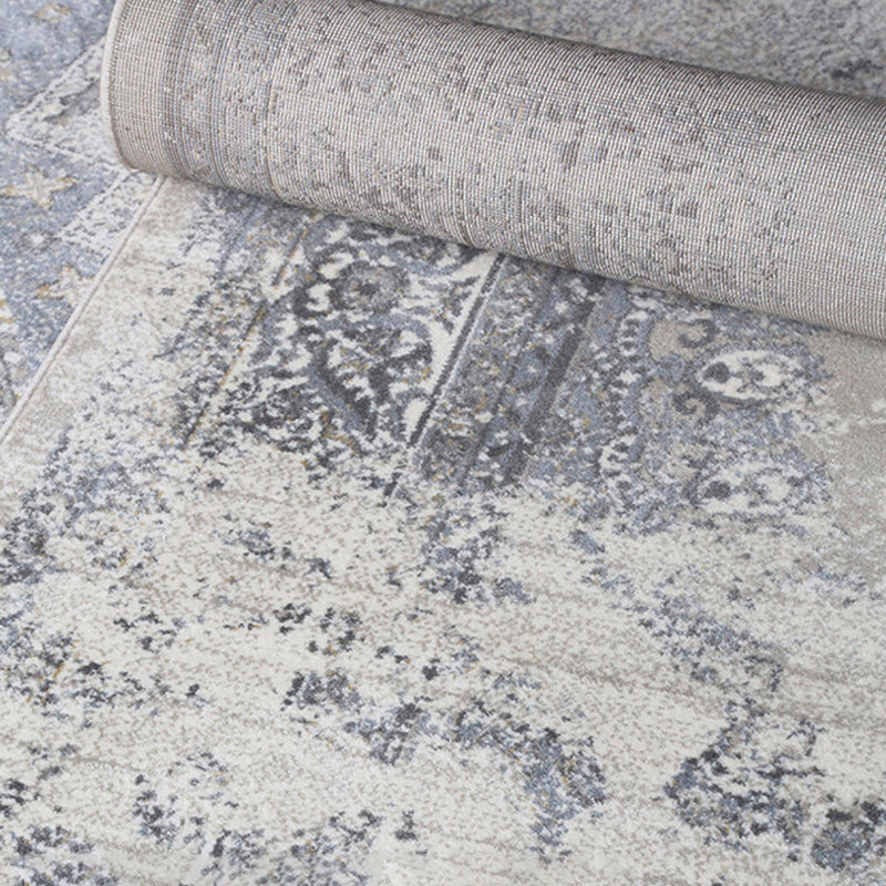 Grey American Pattern Rug Bohemian Polyester Area Rug Stain Resistant Area Carpet for Home Decor