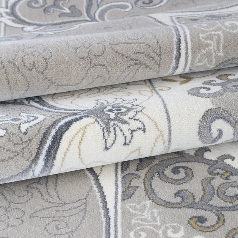 Grey American Pattern Rug Bohemian Polyester Area Rug Stain Resistant Area Carpet for Home Decor