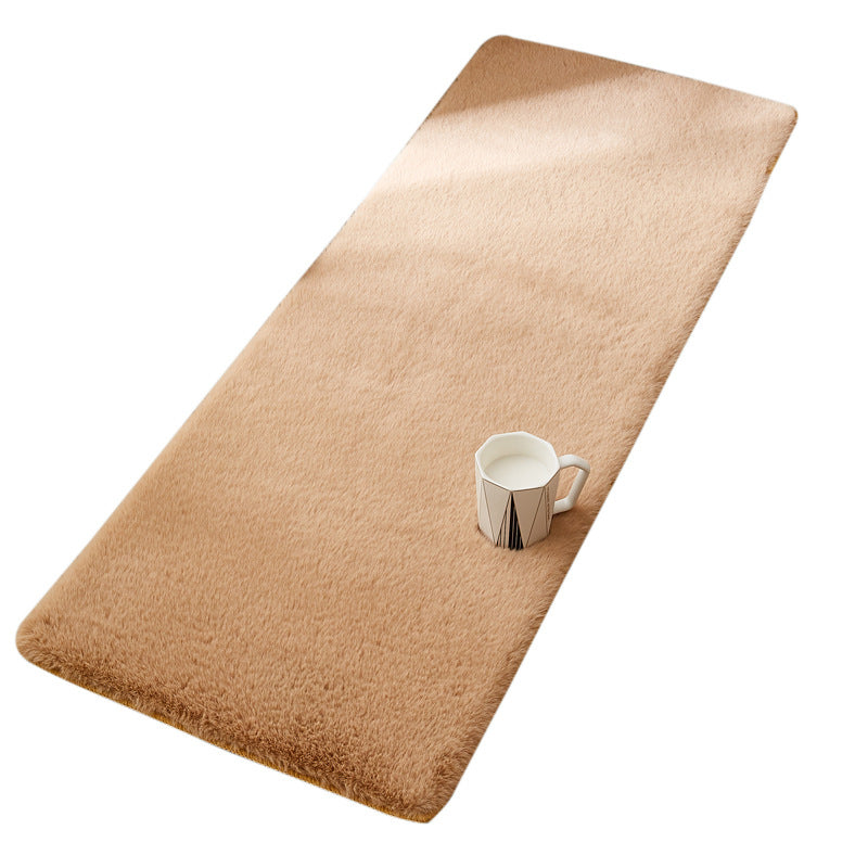 Light Camel Simple Rug Polyester Solid Color Rug Non-Slip Backing Rug for Drawing Room