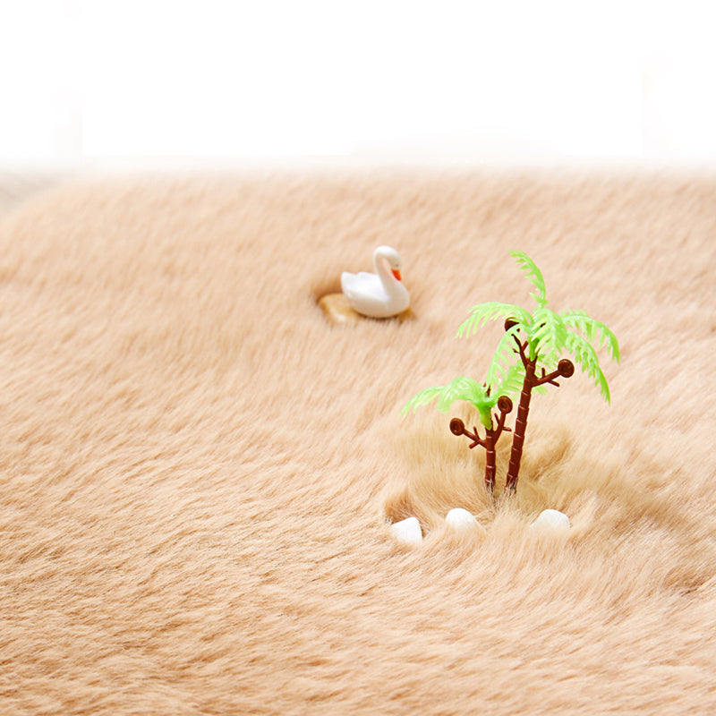 Light Camel Simple Rug Polyester Solid Color Rug Non-Slip Backing Rug for Drawing Room