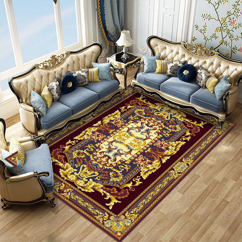 Victoria Medallion Design Rug Polyester Area Carpet Non-Slip Backing Indoor Rug for Home Decoration