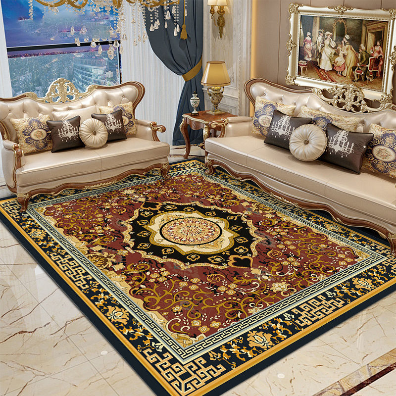 Victoria Medallion Design Rug Polyester Area Carpet Non-Slip Backing Indoor Rug for Home Decoration