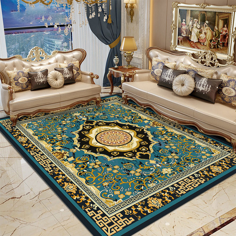 Victoria Medallion Design Rug Polyester Area Carpet Non-Slip Backing Indoor Rug for Home Decoration