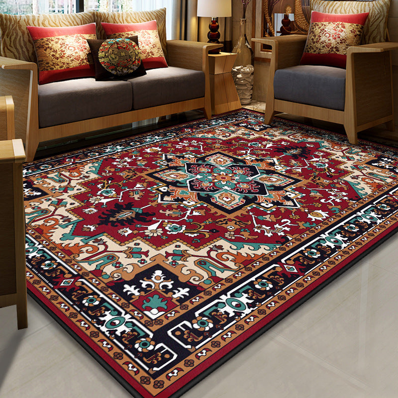 Tapis marocain vert en Polyester, avec motif graphique, antidérapant, pour salon