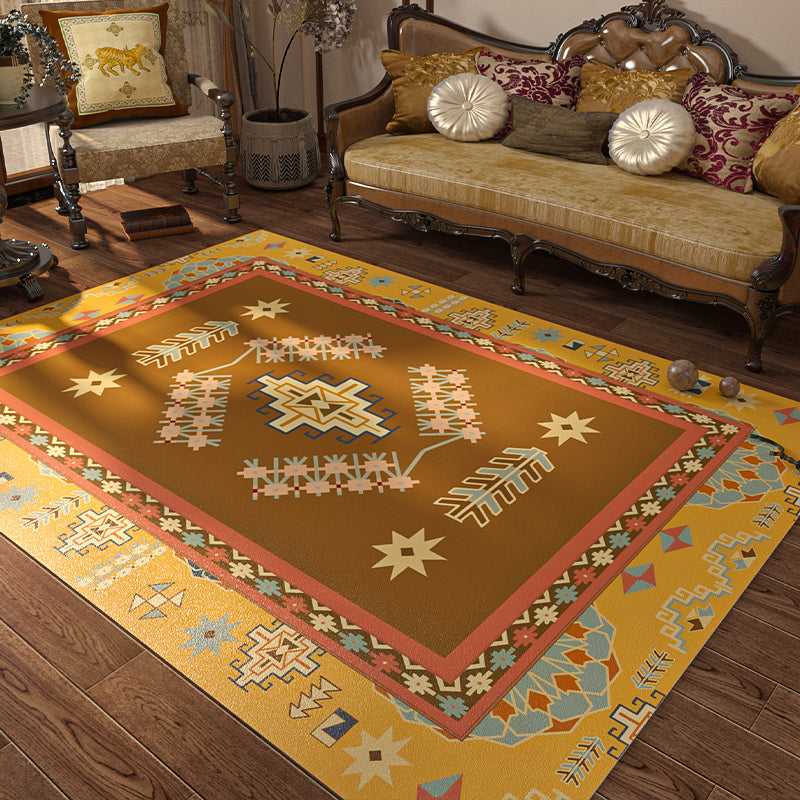 Stylish Traditional Area Carpet Bohemian Pattern Polyester Rug Anti-Slip Backing Rug for Living Room
