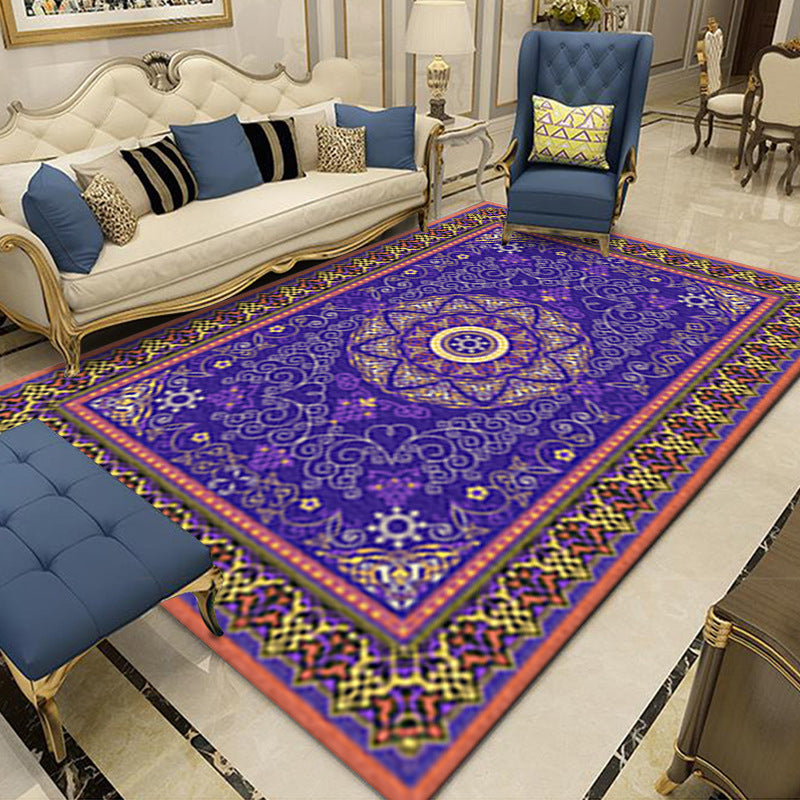 Mid-Century Medallion Print Carpet Victorian Rug Polyester Washable Anti-Slip Carpet for Home Decor