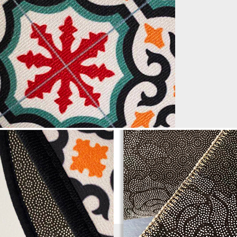 Mid-Century Medallion Print Carpet Victorian Rug Polyester Washable Anti-Slip Carpet for Home Decor