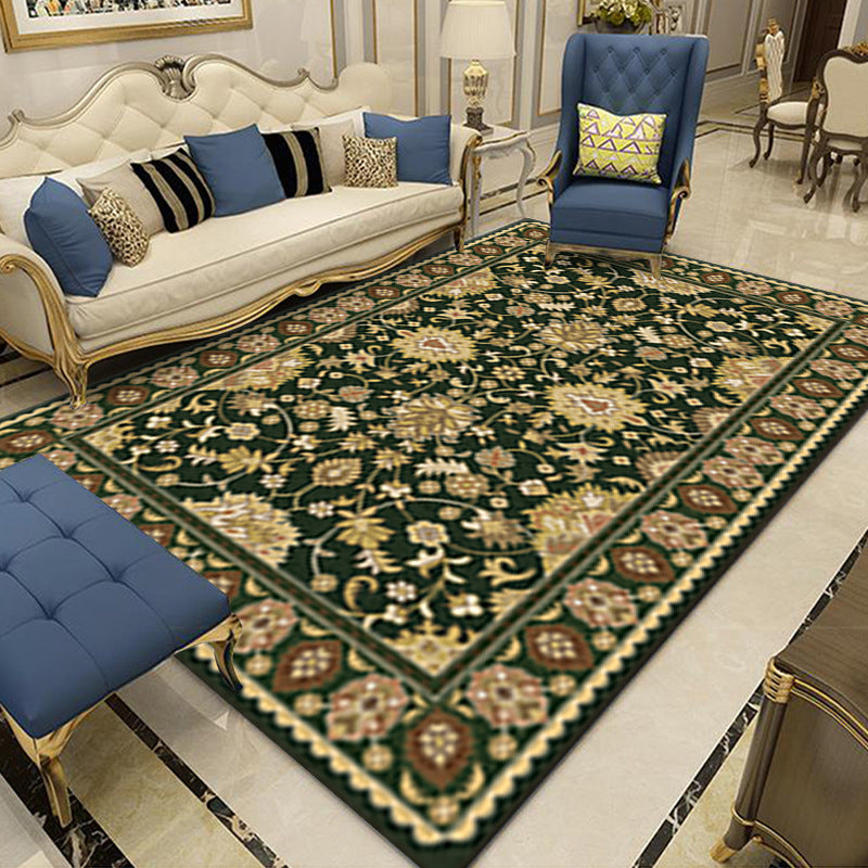 Mid-Century Medallion Print Carpet Victorian Rug Polyester Washable Anti-Slip Carpet for Home Decor