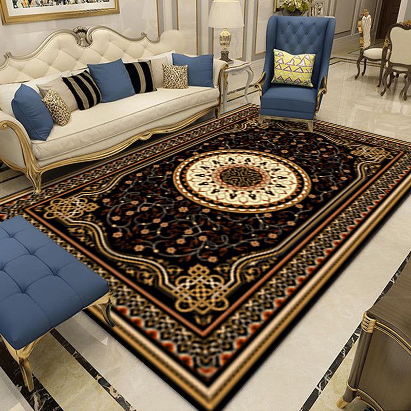 Mid-Century Medallion Print Carpet Victorian Rug Polyester Washable Anti-Slip Carpet for Home Decor