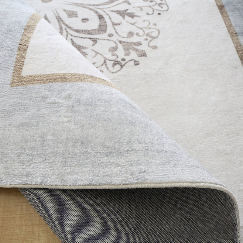 Grey Bohemian Area Carpet Americana Pattern Polyester Easy Care Washable Rug for Home Decor