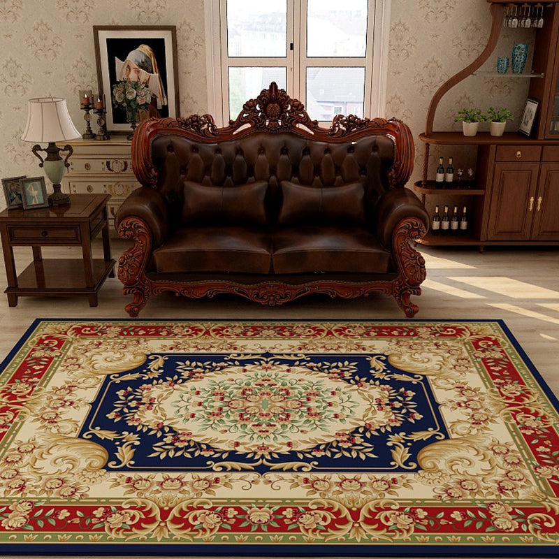 Traditional Medallion Print Carpet Polyester Rug Stain Resistant Indoor Carpet for Living Room