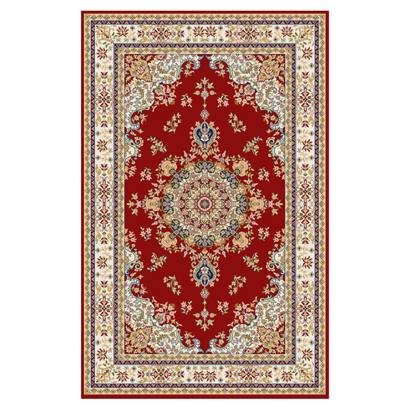 Fancy Traditional Area Rug Brown Polyester Area Carpet Stain Resistant Rug for Home Decor