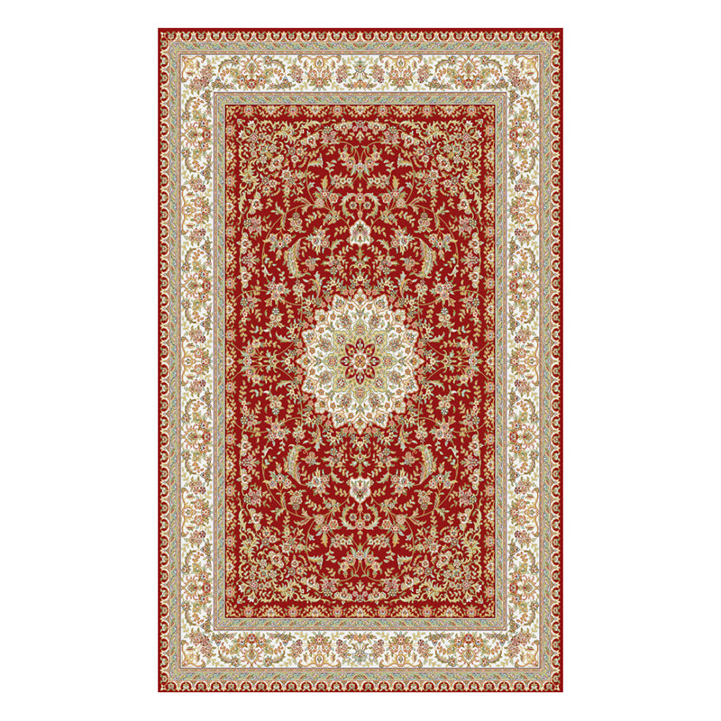 Fancy Traditional Area Rug Brown Polyester Area Carpet Stain Resistant Rug for Home Decor