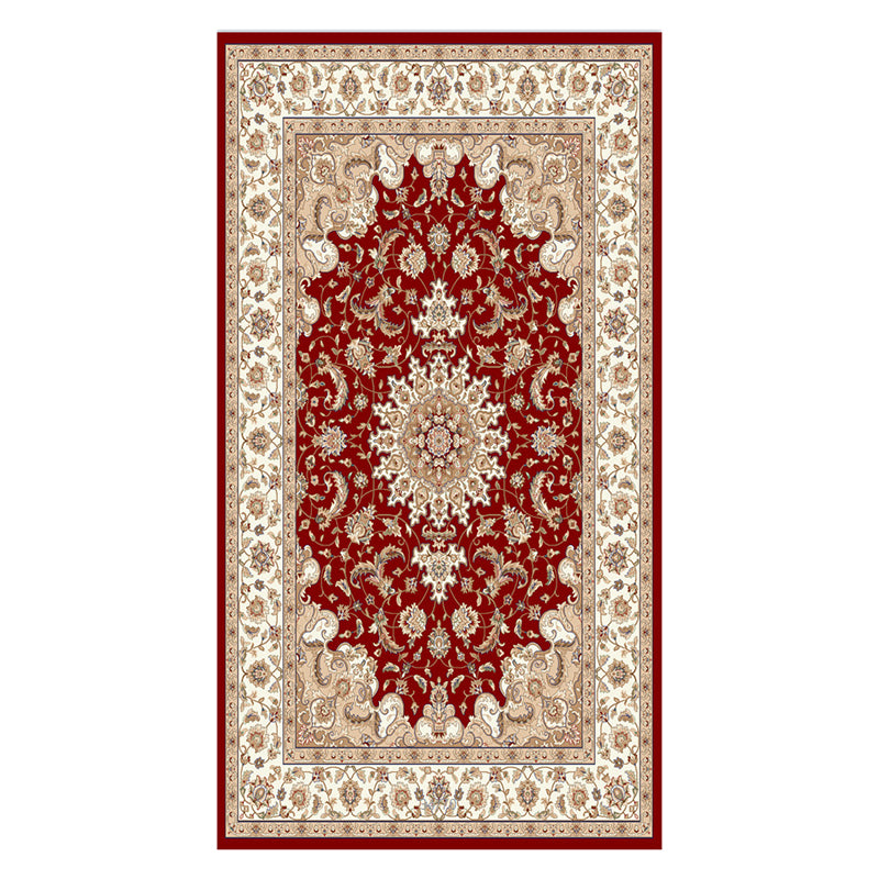 Fancy Traditional Area Rug Brown Polyester Area Carpet Stain Resistant Rug for Home Decor