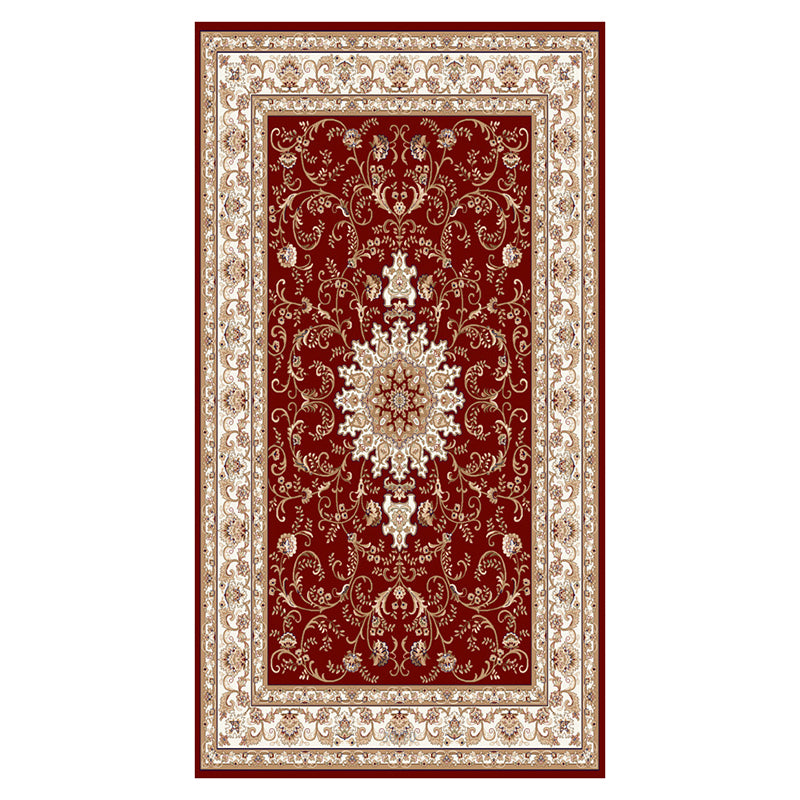 Fancy Traditional Area Rug Brown Polyester Area Carpet Stain Resistant Rug for Home Decor