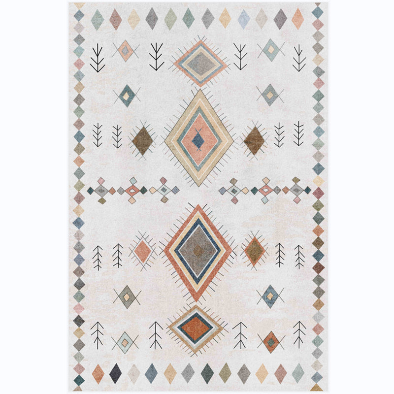 Traditional Morocco Area Carpet Tribal Pattern Polyester Area Rug Stain Resistant Rug for Home Decor