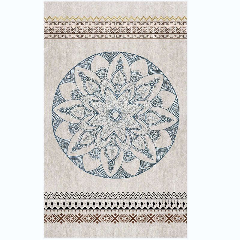 Traditional Morocco Area Carpet Tribal Pattern Polyester Area Rug Stain Resistant Rug for Home Decor