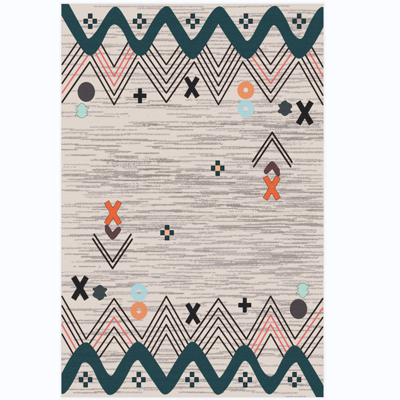 Traditional Morocco Area Carpet Tribal Pattern Polyester Area Rug Stain Resistant Rug for Home Decor
