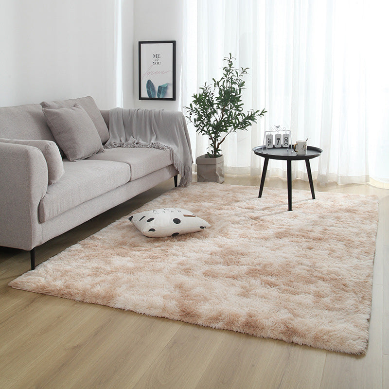 Minimalist Plain Shag Carpet Polyester Area Rug Non-Slip Backing Indoor Carpet for Home Decoration