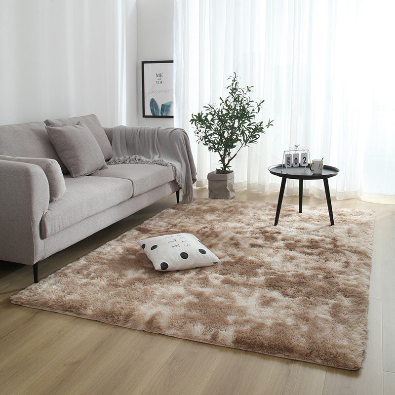 Minimalist Plain Shag Carpet Polyester Area Rug Non-Slip Backing Indoor Carpet for Home Decoration