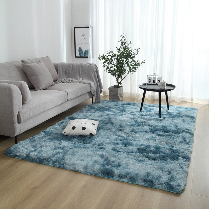 Minimalist Plain Shag Carpet Polyester Area Rug Non-Slip Backing Indoor Carpet for Home Decoration