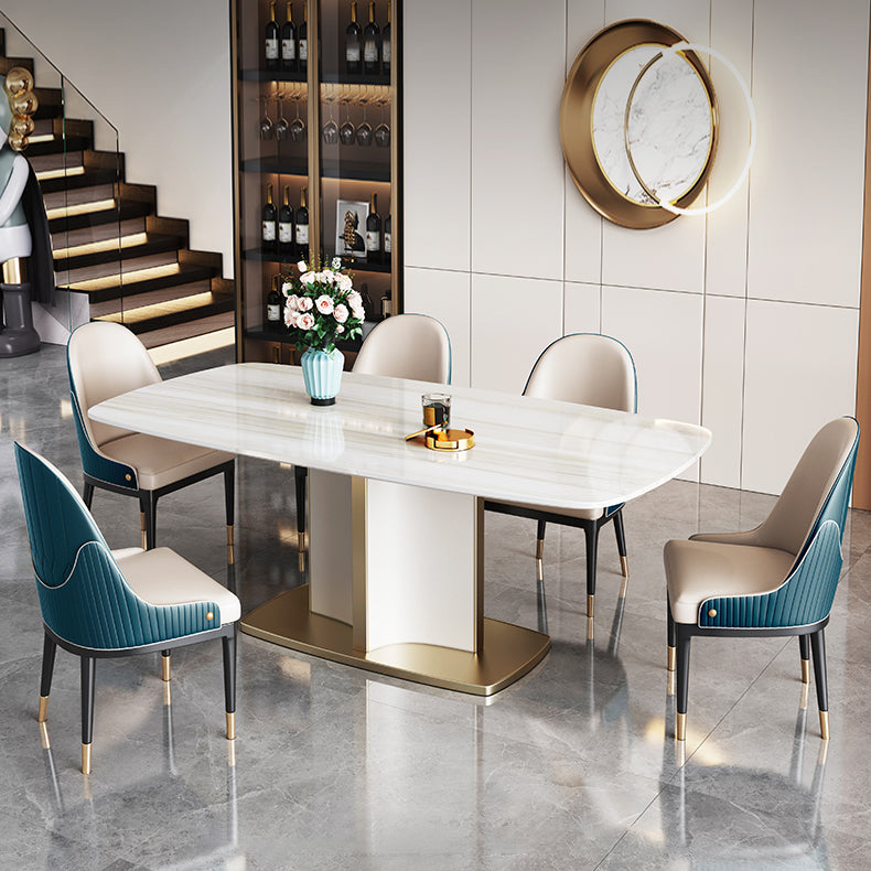 Modern Style Marble Table with White Table and Pedestal Base for Home Use