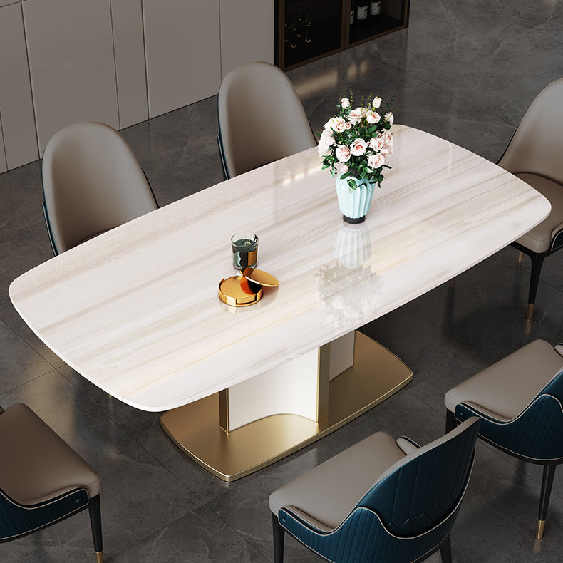 Modern Style Marble Table with White Table and Pedestal Base for Home Use