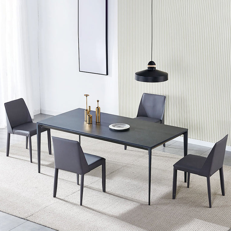 Contemporary Sintered Stone Top Dining Table Set of Rectangle Shape Formal Dinette Set