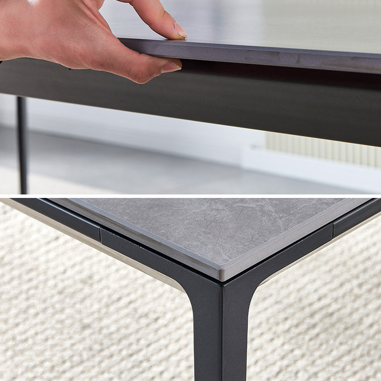 Contemporary Sintered Stone Top Dining Table Set of Rectangle Shape Formal Dinette Set