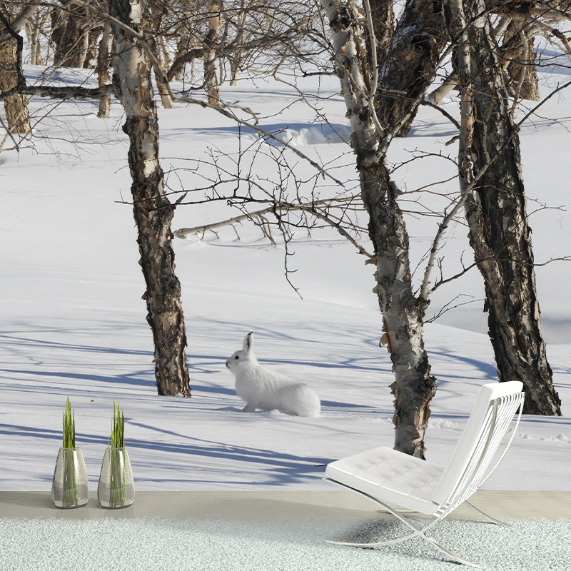 Hare Animal Mural Wallpaper Stain Resistant Wall Covering for Living Room