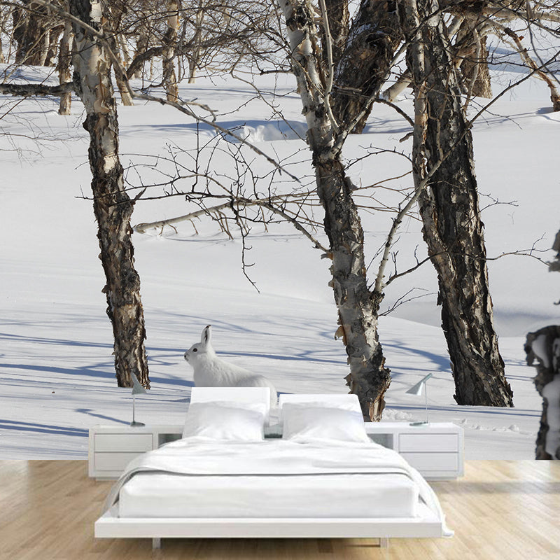 Hare Animal Mural Wallpaper Stain Resistant Wall Covering for Living Room