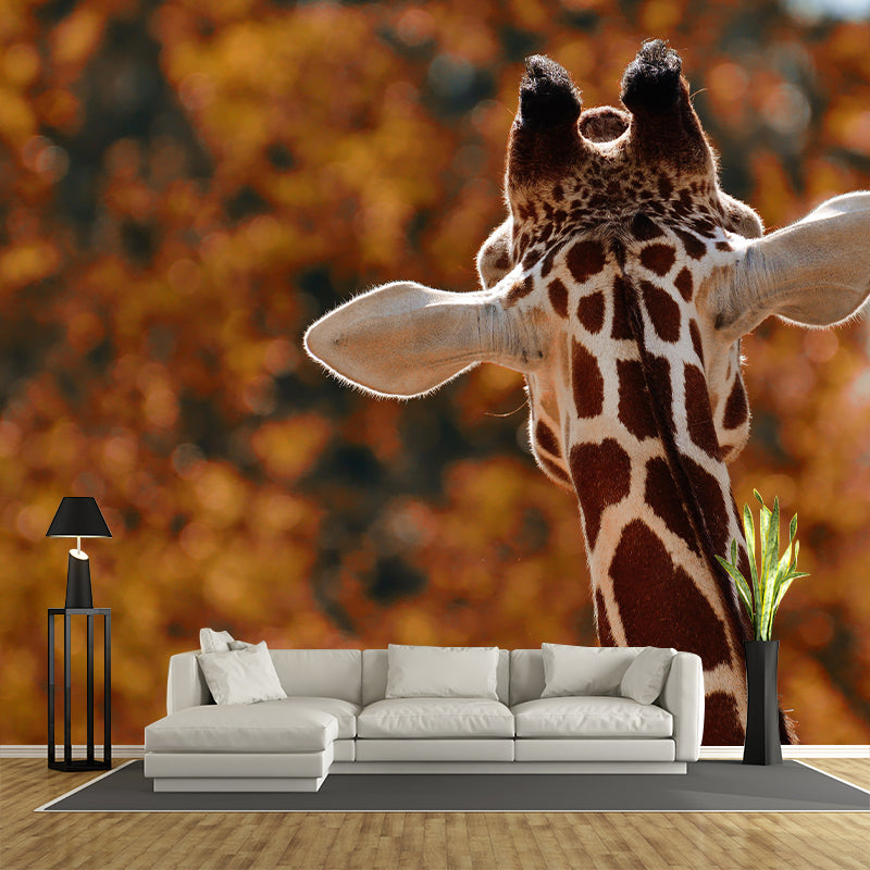 Giraffe Animal Mural Wallpaper Stain Resistant Wall Covering for Living Room