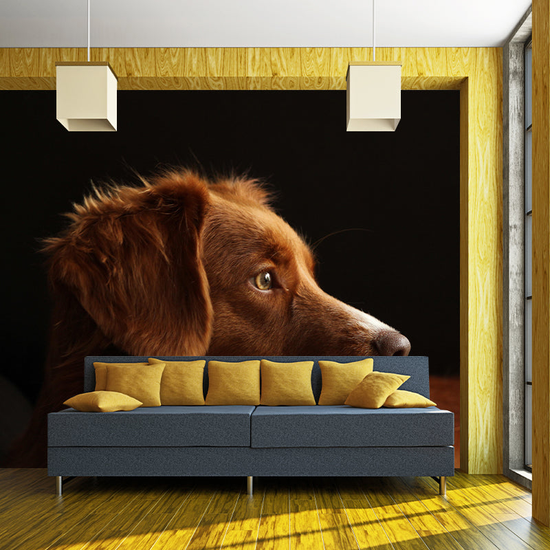 Lovely Dog Mural Wallpaper Stain Resistant Wall Covering for Sitting Room