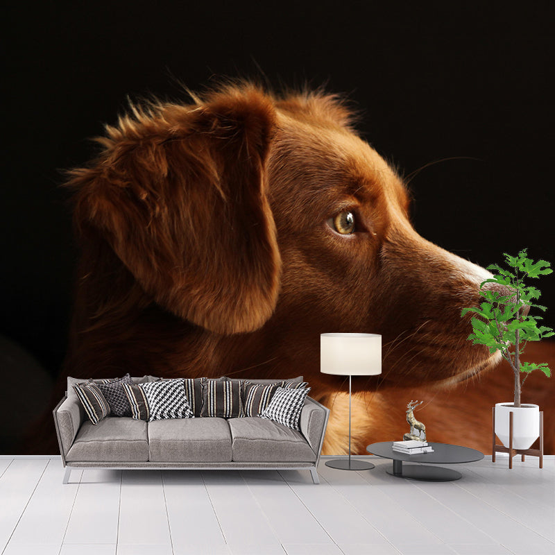 Lovely Dog Mural Wallpaper Stain Resistant Wall Covering for Sitting Room