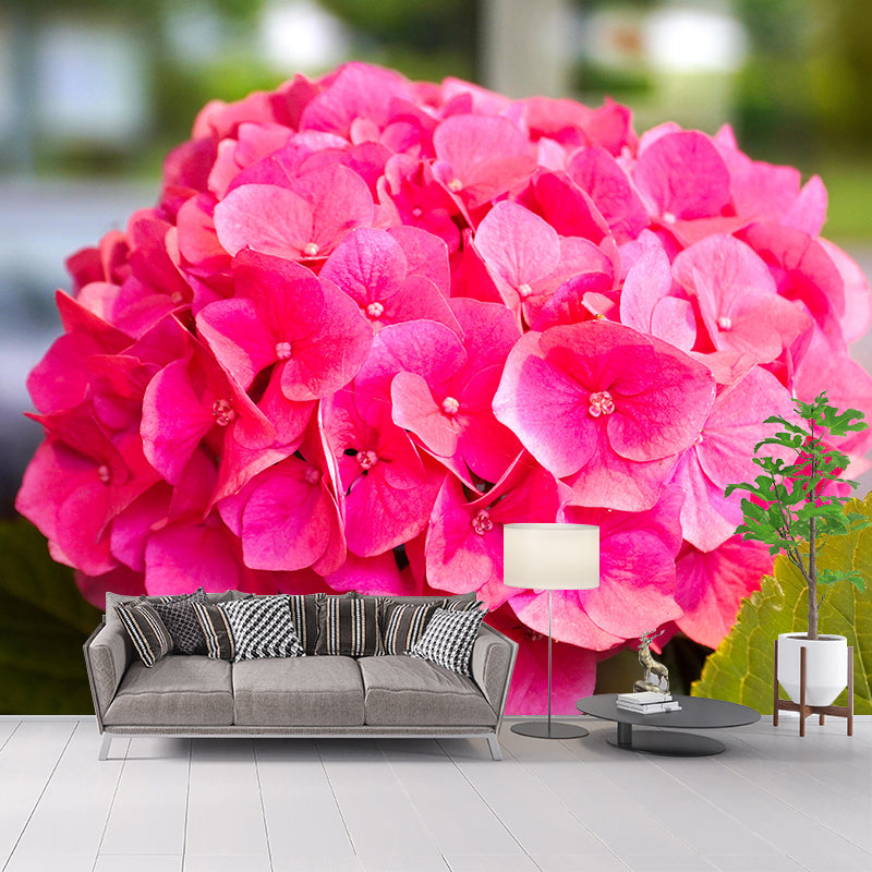 Modern Hydrangea Mural Wallpaper Stain Resistant Wall Covering for Living Room