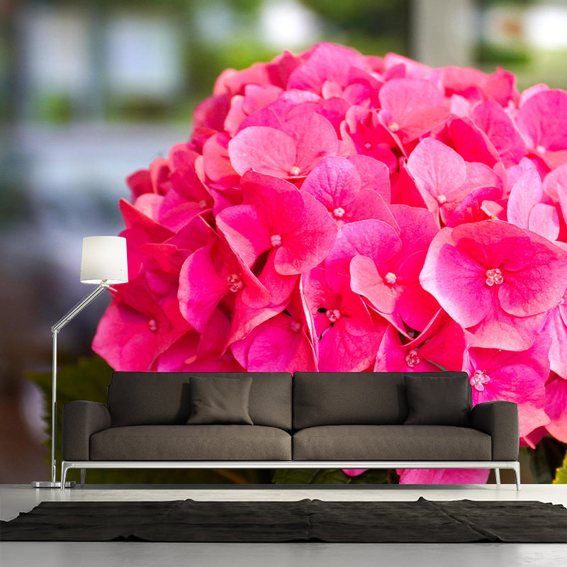 Modern Hydrangea Mural Wallpaper Stain Resistant Wall Covering for Living Room