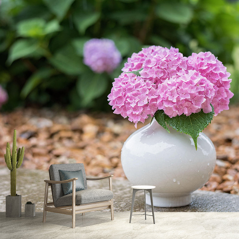 Modern Hydrangea Mural Wallpaper Stain Resistant Wall Covering for Living Room