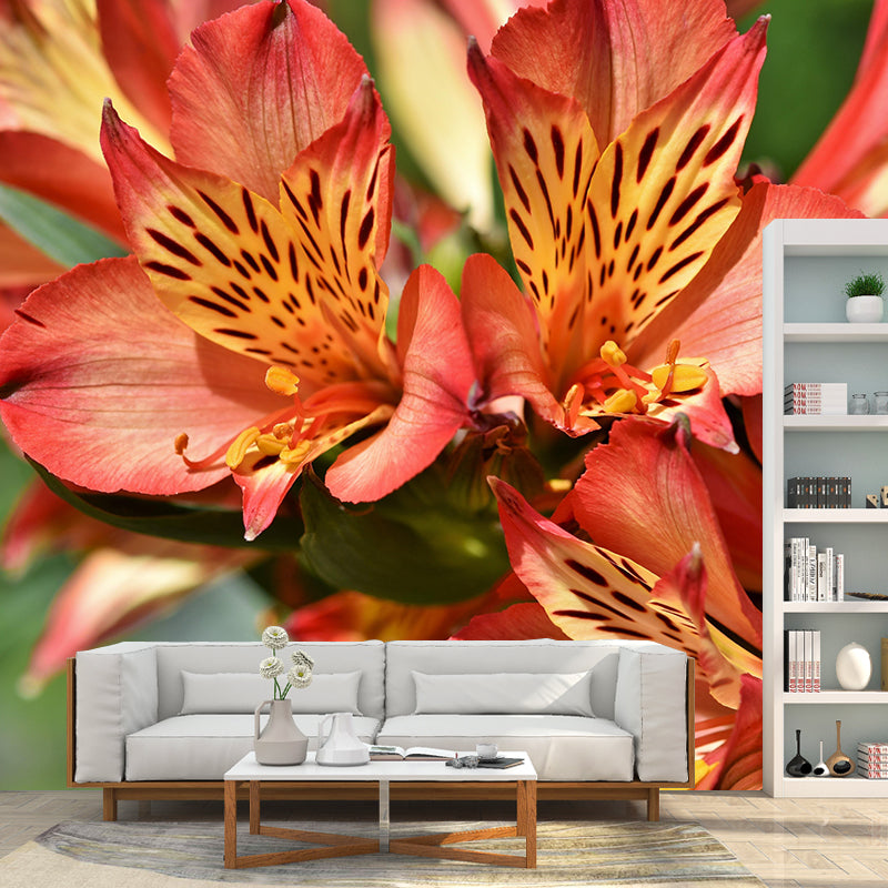 Modern Rhododendron Mural Wallpaper Stain Resistant Wall Covering for Living Room