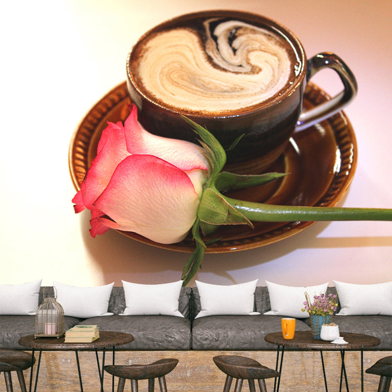 Coffee Drink Modernist Wall Covering for Coffee Shop, Moisture Resistant
