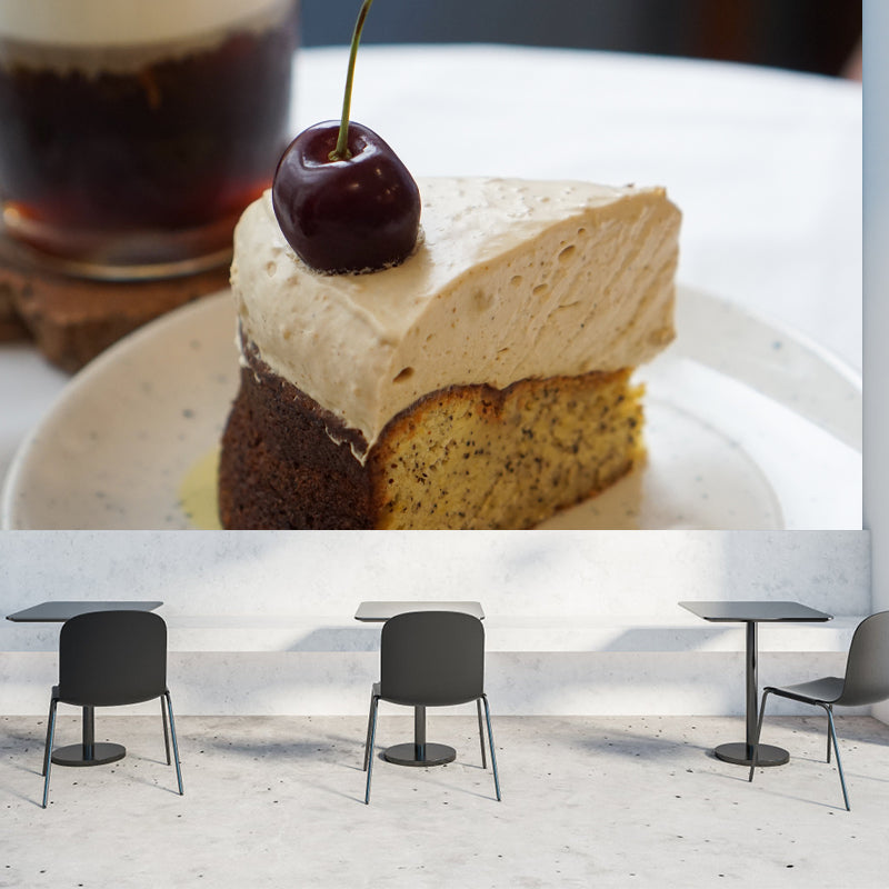 Delicious Cake Dessert Mural Wallpaper Modern Decoration, Custom Size Available