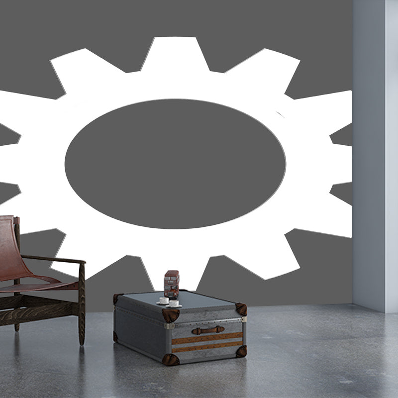 Metal Gear Moisture Resistant Wall Mural Removable Wallpaper for Living Room