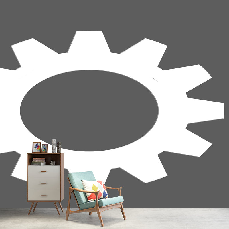 Metal Gear Moisture Resistant Wall Mural Removable Wallpaper for Living Room