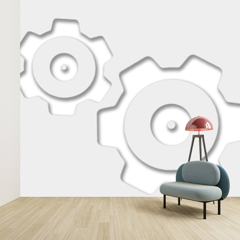 Metal Gear Moisture Resistant Wall Mural Removable Wallpaper for Living Room