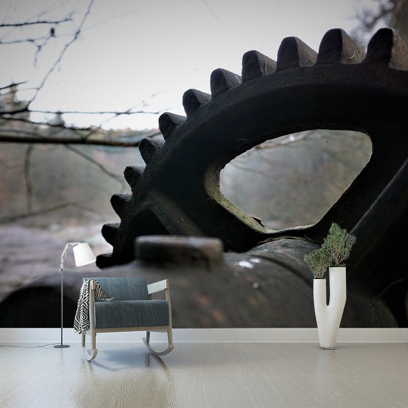 Metal Gear Wall Mural Removable Wallpaper for Living Room Decor, Water Resistant