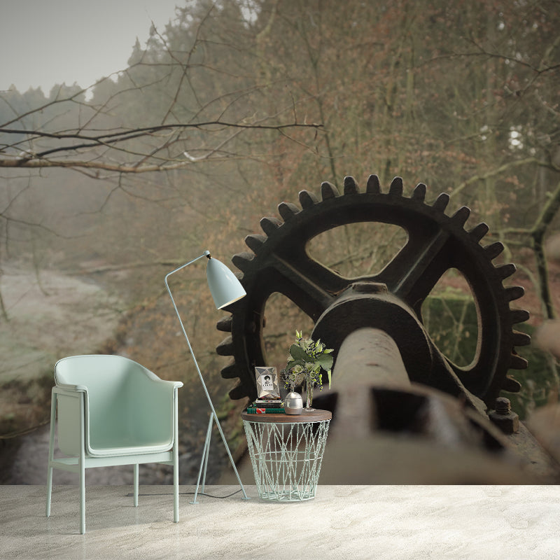 Metal Gear Wall Mural Removable Wallpaper for Living Room Decor, Water Resistant