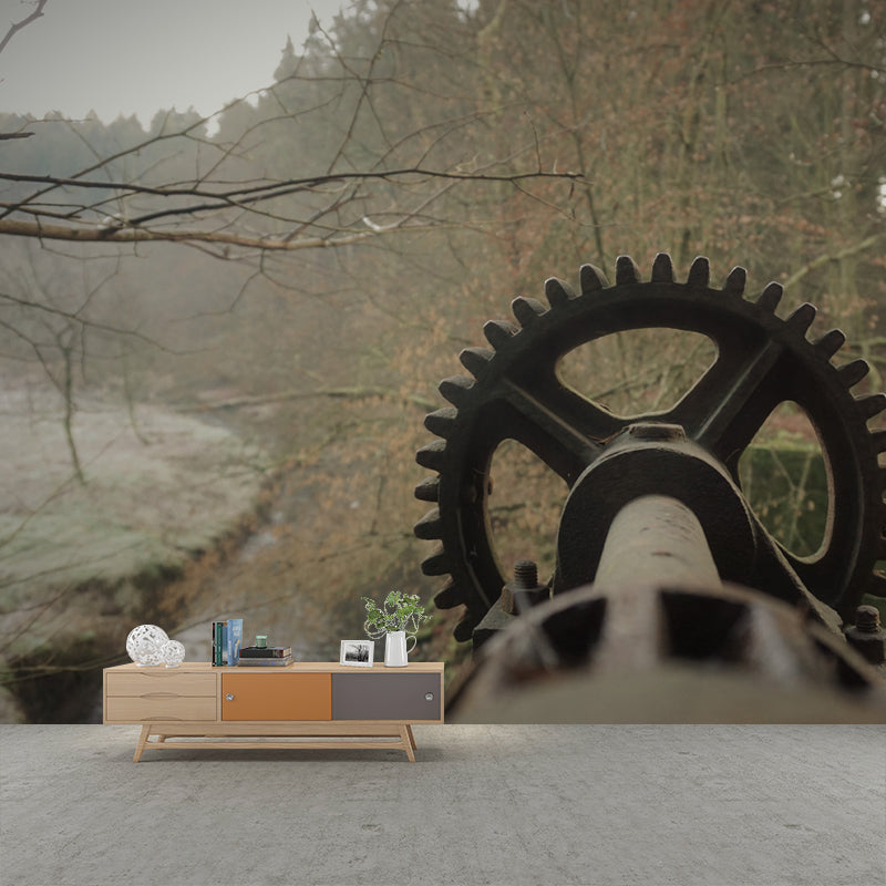 Metal Gear Wall Mural Removable Wallpaper for Living Room Decor, Water Resistant